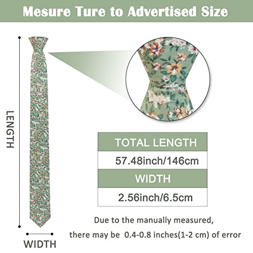 Image of Mantieqingway Men Skinny Tie Cotton Floral Necktie for Wedding Groomsmen Tie