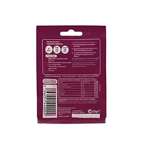 Ducros - Heterogéneo Para El Cuscús Oriental 20G - Lot De 4 - Precio Por Lote - Entrega Rápida