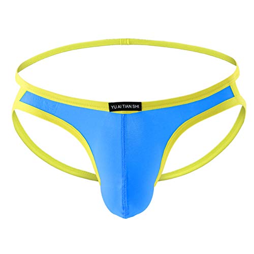 MuscleMate Men's Thong Jockstrap Underwear, Hot Men's Jockstrap Undie.(S, Blue)
