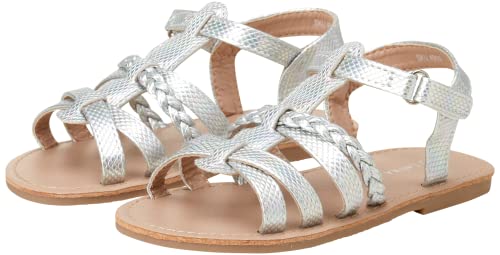Laura Ashley Baby Girls' Sandals - Slide Sandals with Braided Straps (Toddler), Size 10 Toddler, Silver Laura Ashley Baby Girls' Sandals - Slide Sandals with Braided Straps (Toddler), Size 10 Toddler, Silver
