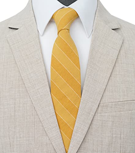 Image of BELLUNO Men's 2.5 inch Skinny Solid Cotton Linen Ties