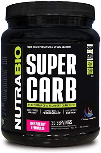 NutraBio Super Carb - Complex Carbohydrate Supplement Powder - Cluster Dextrin and Electrolytes for Performance Enhancement & Muscle Recovery - Raspberry Lemonade, 30 Servings