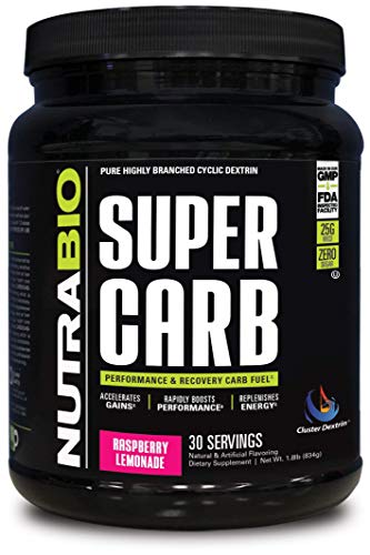 Nutrabio Super Carb - Complex Carbohydrate Supplement Powder - Cluster Dextrin And Electrolytes For Performance Enhancement & Muscle Recovery - Raspberry Lemonade, 30 Servings #TOP18
