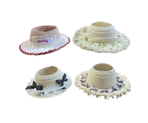 Image of 4 PCS Doll Hat Accessories for labubu Decoration,Handcrafted Straw Hat Set Costume Accessories Easy to Wear(Hat-2)