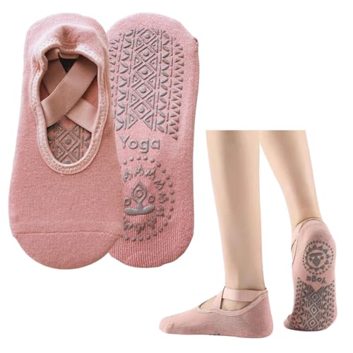 ChicHouse1paio Calzini Antiscivolo Yoga,Calze Donna Taglia Unica,Calzini Pilates,pedalini Yoga,Fitness,Danza,a Casa (IT, Testo, Taglia unica, Regular, Corto, ROSA)