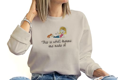 Lizzie McGuire Embroidered Unisex Crewneck Sweatshirt, Pink or Sand, Fleece-Lined, Unisex Fit, Y2K Style