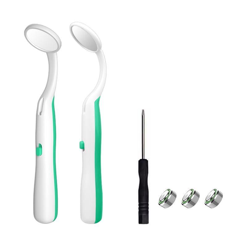 Dental Mirror with Light(2 pcs Green)