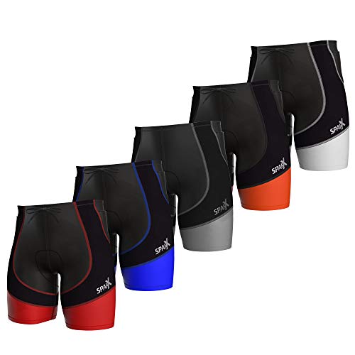 Sparx X Energy Compression Triathlon Short Tri Cycling Bike Swim Run (Black/Red, XL)