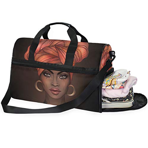 Travel Duffel Bag African American Woman Waterproof Lightweight Luggage bag for Sports, Gym, Vacation2