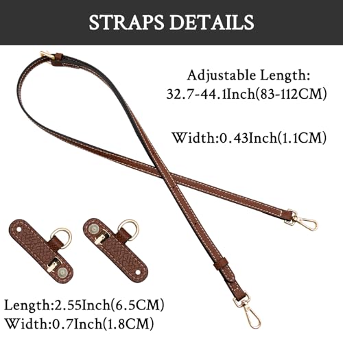 SOPROM Crossbody Strap Replacement for Longchamp Pouch with Handle Mini Bag Adjustable Conversion Kit for Long Champ(Width:11mm,Color:Brown&Gold)4