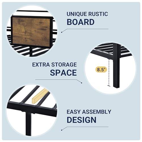 Image of Allewie Twin Over Twin Bunk Bed with Rustic Wooden Accents,Black