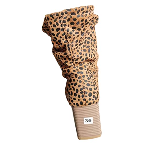 Women's Chunky Heel Mid Calf Boots Wide Calf Comfortable Western Cowboy Distressed Boot Fall Weather Winter Boots (Coffee,6.5) #TOP4