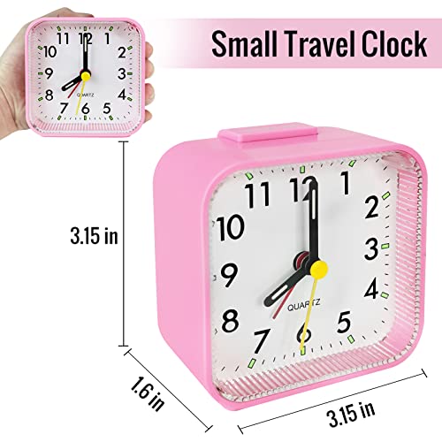 Image of Lamisola Small Pink Kids Desk Alarm Clock, Analog Travel Battery Operated Clock,Quieter Bedside Clocks for Girls' Bedrooms Bathroom Living Room Kitchen Shelf Clocks