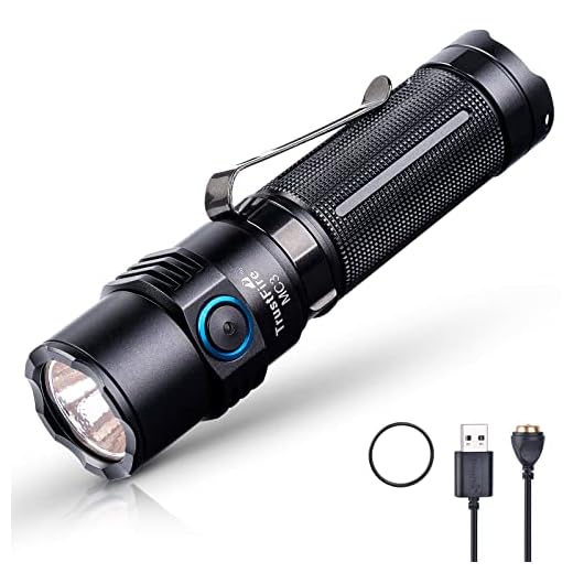 TrustFire MC3 Tactical LED Flashlight 2500 Lumens USB Magnetic Charging Torch Rechargeable Flashlights IP68 Waterproof EDC Flashlight Work Flashlight with Memory Strobe Mode, for Gift Giving