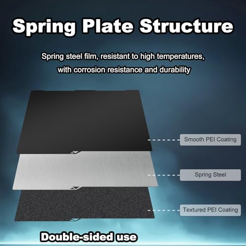 Image of 256x268mm Black Build Plate for Anycubi Kobra 3 V2 /Kobra 3 /Kobra 3 Combo, Double Sided Textured PEI+Smooth PEI Flexible Spring Steel Platform Heated Printing Bed for Anycubi Kobra 3D Printer