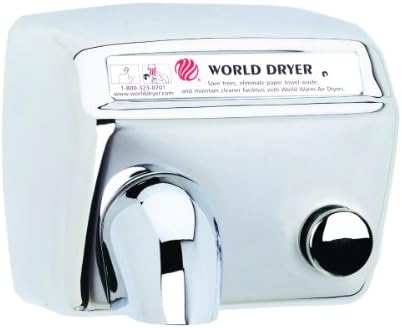 World Dryer DA5-972 Model A Durable Standard Hand Dryer Push Button Finish: Polished Stainless Steel, Voltage: 110-120 V, 20 Amps