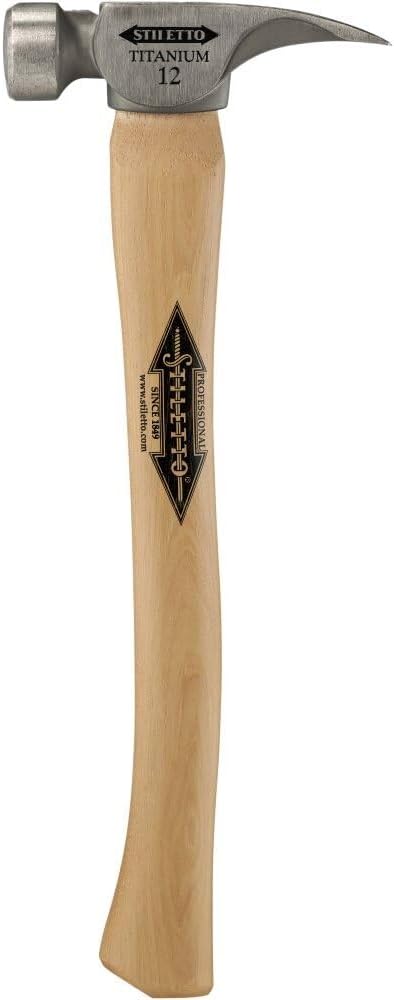 Stiletto Ti12SC Titanium 12 Smooth Face Hammer with a Curved 18" Hickory Handle,Silver