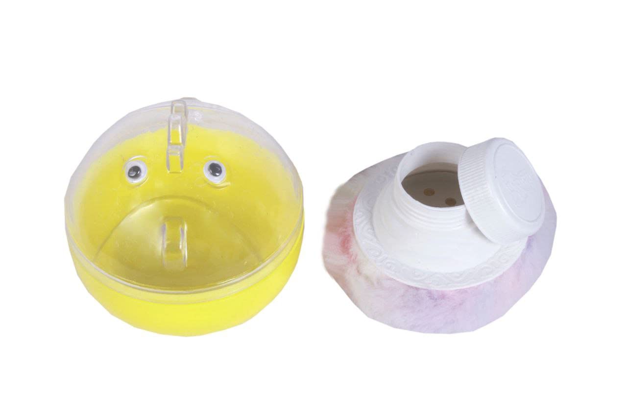 The ChipmunK Store’s Powder Puff with powder storage case, transparent lid & Soft multicolour powderpuff - Yellow-image-20