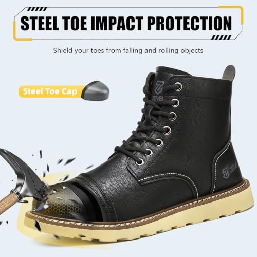 Image of Steel Toe Boots for Men, Slip Resistant for Construction Work