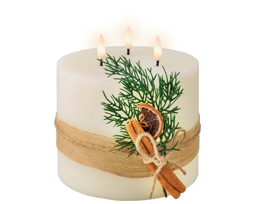 LED Kerze batteriebetrieben 3 flammig mit Timer Wachs 15cm -...