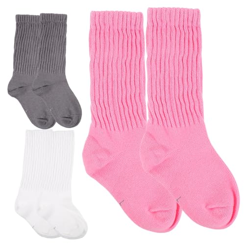 Mid-calf Socks for Boys Girls 3 Pairs Cotton Socks Boys and Girls Grip 4-6 Years Size