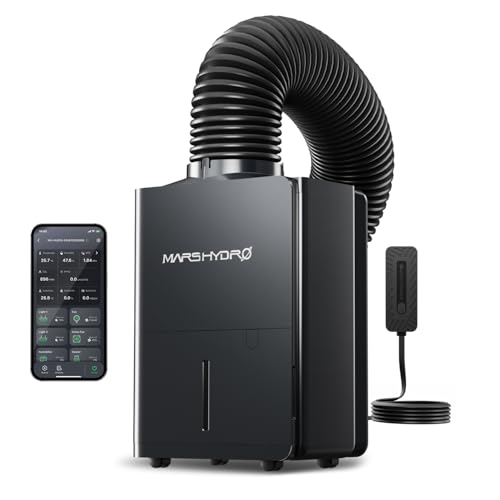 MARS HYDRO 18L/Day (38Pint) Compressor Dehumidifier, with Digital Humidity Control Display, Air Duct, Drain Hose & Washable Filter, Powerful Dehumidification for Grow Tent and Home