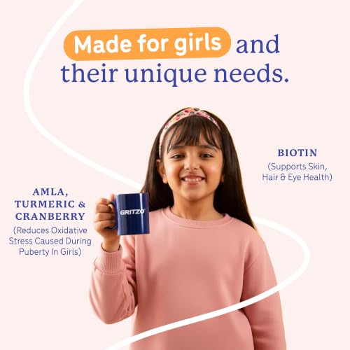 Image of Gritzo SuperMilk Growth (7-9y Girl), Double Chocolate, 800g | 9g Protein with 20 Vitamins & Minerals | Zero Refined Sugar