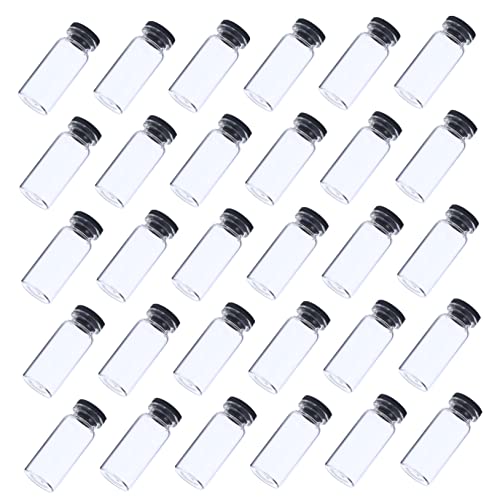 NAMOARLY 10ml Science Vial Bottles High-Resistant Glass Bottles with Caps Flat Bottom for Lab Essential Oils Samples