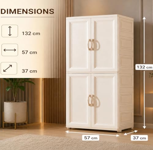 Image of LERIMO Plastic Wardrobe for Clothes | Portable Foldable Wardrobe Almirah for Bedroom | Kids & Baby Clothes Storage Cupboard | Collapsible Plastic Storage Cabinet | Almirah for Kids Clothes