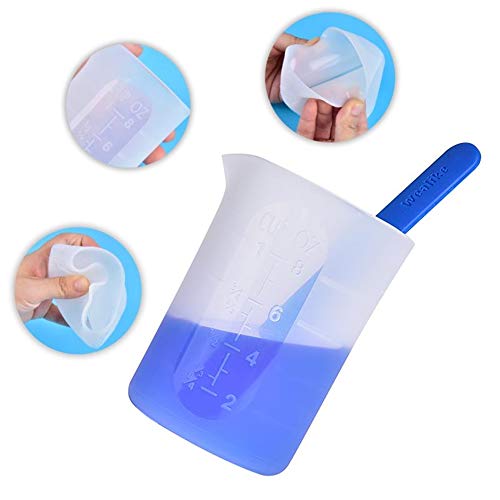 Silicone Measuring Cups For Epoxy Resin,1Pcs 8Oz Graduated Silicone Cup,4Pcs 100Ml Mixing Cups,2Pcs Silicone Stire Sticks,For Epoxy Molds,Tumbler Making,Acrylic Paint Pouring Accessories #TOP5