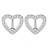 Anillos de ombligo de acero quirúrgico 14G, 2 anillos de ombligo para mujer, corazón con circonita cúbica, Cubic Zirconia