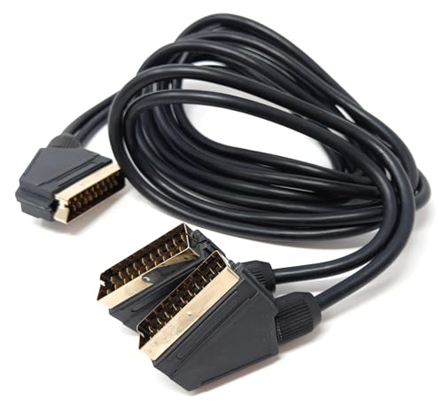 DRUT 2m Scart Splitter Male to 2 x Male Shielded 21 pin Audio, Video, Cable Cord