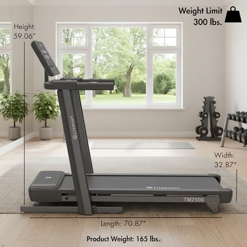 Image of Lifesmart PowerTouch Folding Treadmill for Home | Brushless Motor, 10% Incline & -3% Decline, Auto Folding, 14 MPH, Heavy Duty Treadmill