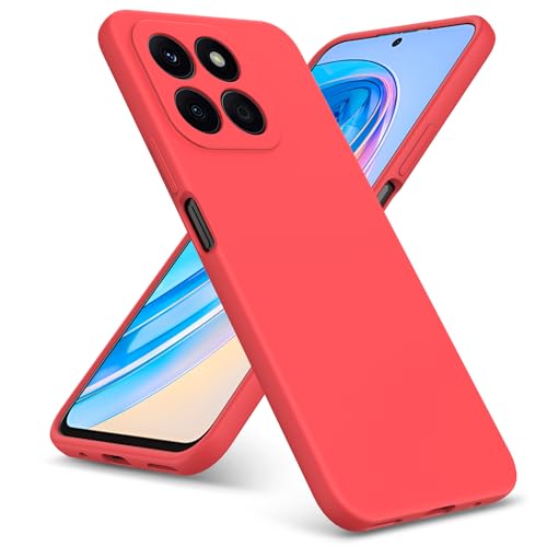 PIXFAB For Honor X8 5G / Honor 70 Lite / X6 (4G) Case Slim Liquid Silicone Shockproof [Anti-scratch] Armor Protective Soft Rubber Gel Phone Cover For Honor X8 5G - Red