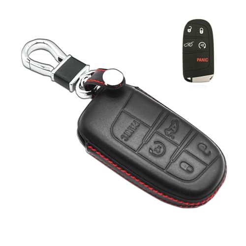 Funda de cuero M3N-40821302 con costura artesanal para llave Chrysler