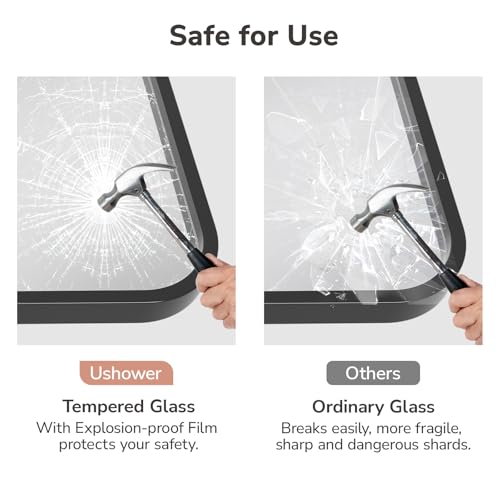 USHOWER 2-Pack Black Bathroom Mirrors 24 x 36 Inch, Metal Frame Rectangle Mirror, Modern Farmhouse Vanity Mirror, Wall Mounted - Image 6