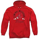 University of Central Missouri Official Mules Unisex Adult Pull-Over Hoodie, Central Missouri Mules, Red, Medium
