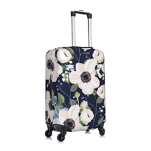 Floral Flowers Blue Luggage Cover TSA Approved Stylish Dust and Scratch Resistant Luggage Case Protector Washable Elasticated Luggage Covers for Kids and Adults2