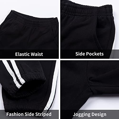 Littlespring Cotton Tracksuits For Little Boys Full Zip Jackets And Jogger Set Black Size 7-8 #TOP3