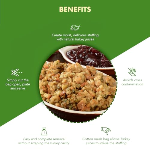 Regency Wraps Turkey Stuffing Bags, 100% Cotton Mesh Bag Allows Poultry Juice to Flavor Dressing with Mess-Free and Safe Removal, Pack of 2, Natural - Image 3