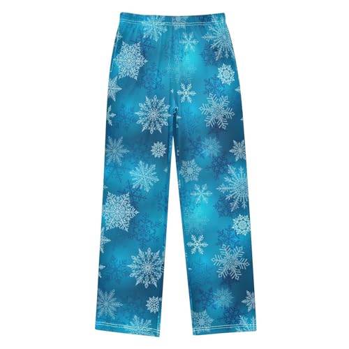 Boys' Pants Christmas White Snowflake Long Bottoms Jogger Pants Elastic Waist Trousers with Pockets S-XL