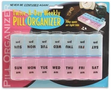 7-day Am / Pm Weekly Pill Organizer Box, Air Tight Lids, for Medication or Vitamins