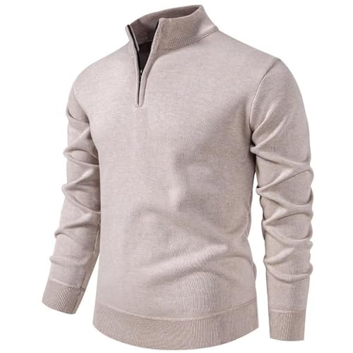 Men's Thick Knit Pullover, Slim-fit Half-Zip Casual Long-Sleeved top2