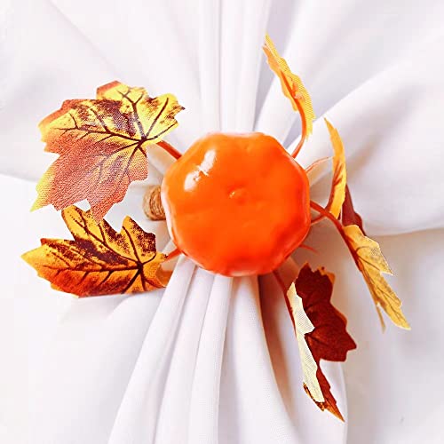 Halloween Pumpkin Maple Leaf Napkin Rings Set Of 6, Holiday Rustic Farmhouse Rustic Nautical Napkin Rings For Fall Halloween Thanksgiving Christmas Theme Dinner Table Weeding Party Decoration #TOP2