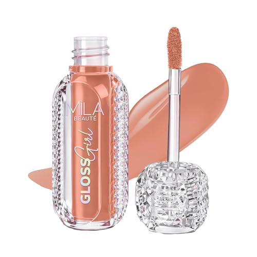 Image of MILA BEAUTE Gloss Girl Lip Gloss|Enriched With Mango Seed Butter & Hyaluronic Acid |Light Weight & Non-Sticky Formula|Gives Fuller-Lip Effect & Extra Hydration | High Shine Finish-Barely There, 2.8 Ml