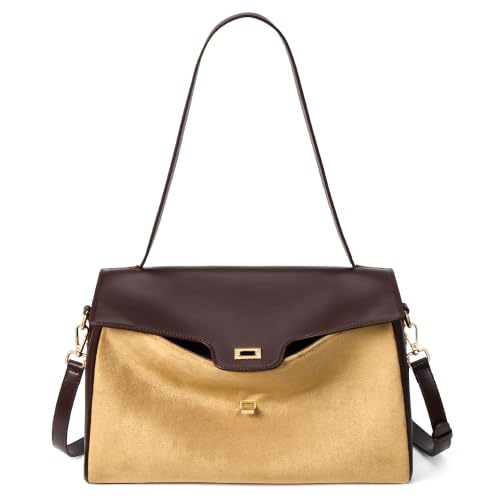 Image of BOSTANTEN Shoulder Bag for Women Vegan Leather Purse and Handbags | Soft Slouchy Suede-Mix Style, Roomy Capacity, Detachable Adjustable Strap, For Daily Work Travel Shopping