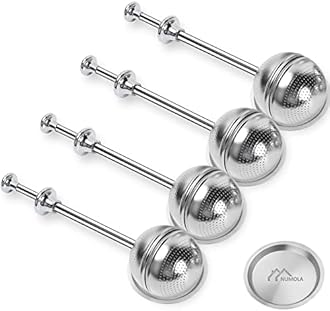 Numola Long Handle Tea Ball Stainless Steel with Drip Trays, 4Pcs Premium Tea Infuser Filter for Loose Leaf Tea, Reusable Fine Mesh Tea Interval Diffuser Strainer for Cup and Teapot