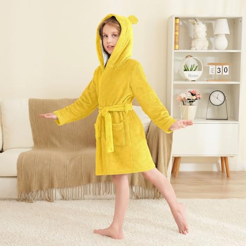 GuoChe Yellow Children'S Robes Girls Hooded Robe3