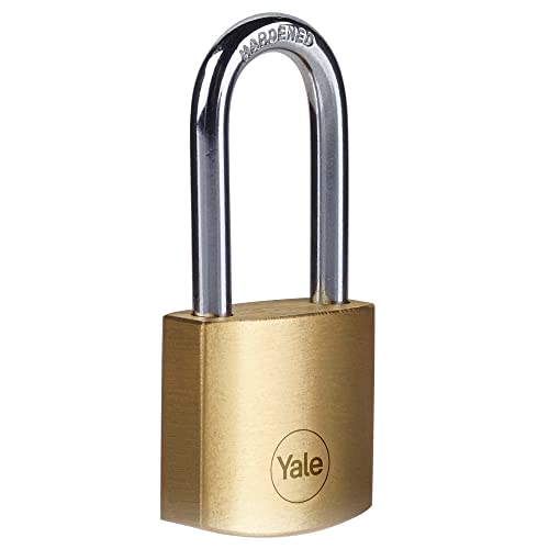 Yale Y110B/40/140/1 - Candado latón 40 mm 3 llaves, arco largo antirrobo seguridad para taquilla, caja de herramientas, armario | candado antirrobo para taquilla puerta garaje