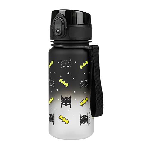 Baagl La Gourde en Tritan avec Paille et Passoire pour Enfant 350 ml, Sans PVC et BPA, Anti-Fuite (Batman Mask)
